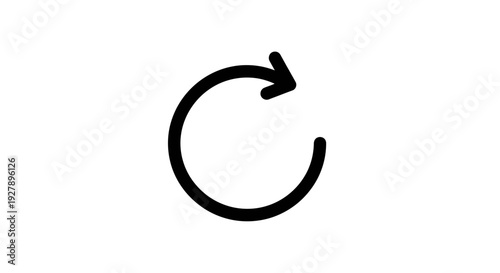 Black Refresh Arrow Icon Isolated on White Background - Reload and Update Symbol