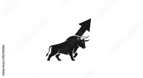 Bull Market Growth Icon: Financial Success and Upward Trend Symbol