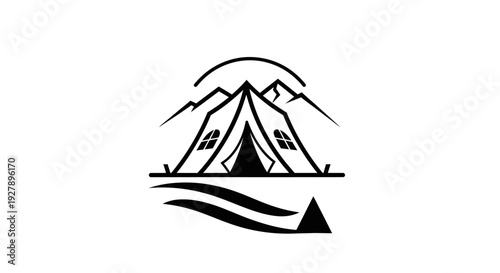 Camping Tent Mountain Logo Outdoor Adventure Nature Travel Icon Design