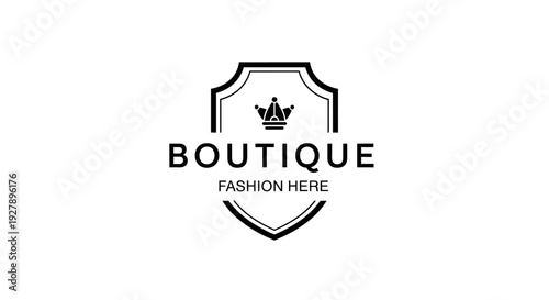 Boutique Fashion Logo Design with Crown and Shield Emblem