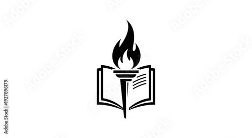 Book and Torch Icon Symbolizing Knowledge and Education
