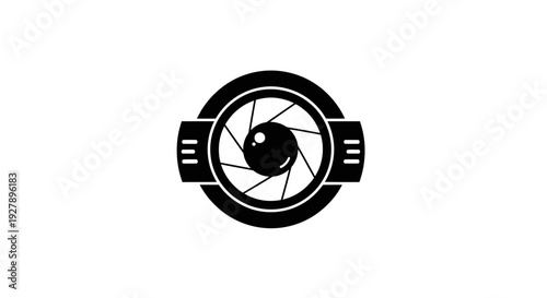 Camera lens aperture logo icon for photography and video production