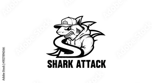 Cool Shark Mascot Logo Wearing Hoodie and Cap for Sport Team or Brand Identity