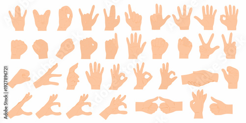 A collection of orange hand silhouettes displaying various gestures