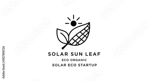 Eco Organic Solar Sun Leaf Logo Design for Sustainable Energy Startup Brand Identity