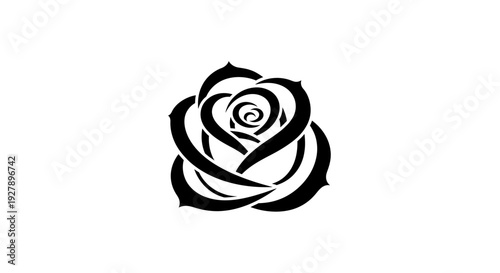 Elegant Black Rose Silhouette on White Background - Stylized Floral Design
