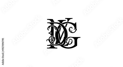Elegant Monogram Logo Design with Intertwined MDG Letters in Vintage Style