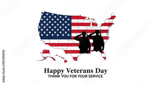 American veterans day celebration with soldiers and usa map  thank you for service