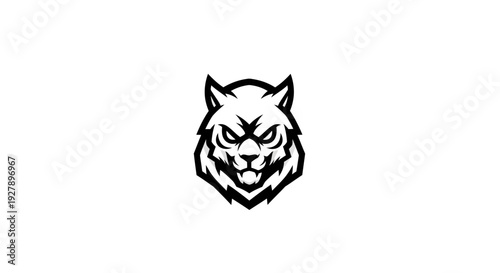 Fierce Wolf Head Mascot Logo Illustration in Black and White