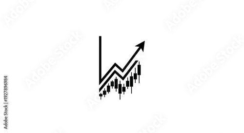Financial Growth Chart Icon with Upward Trend and Candlesticks