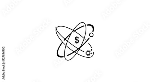 Financial Technology and Science Concept with Atom and Dollar Sign