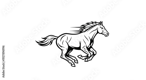 Galloping Horse Outline Illustration Dynamic Equine Speed Symbol