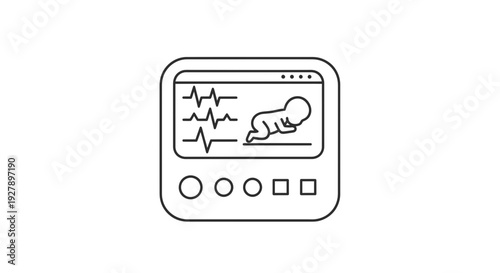 Fetal Heart Monitor Icon - Medical Healthcare Baby Monitoring