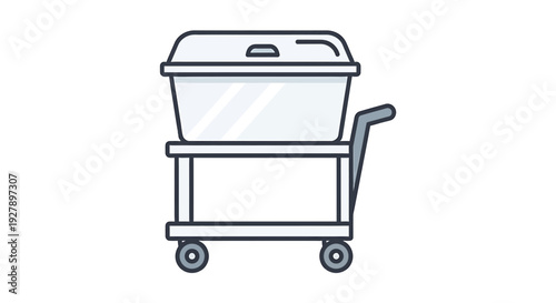 Medical Cart with Container Icon: Healthcare Service Delivery