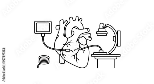 Medical Heart Diagram: Cardiology Equipment and Diagnostic Tools