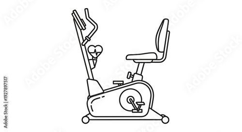 Recumbent Exercise Bike Line Art Icon - Fitness Equipment for Health and Workout