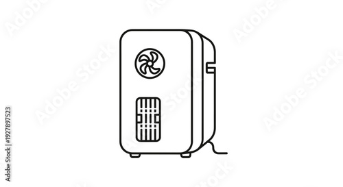 Portable Air Cooler Icon - Black and White Line Art