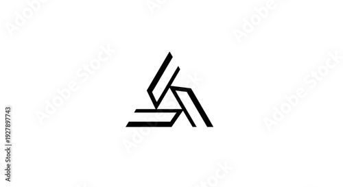 Modern Abstract Geometric Triangle Logo Icon with Rotating Black Lines on White