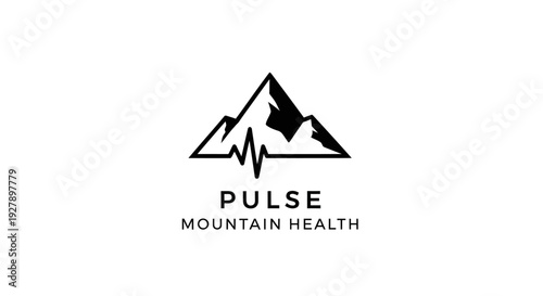 Mountain Peak and Pulse Line Logo for Outdoor Health and Wellness