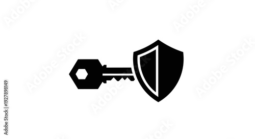 Security key and shield icon for digital protection and data access