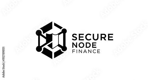 Secure Node Finance Logo with Abstract Hexagonal Network Icon for Digital Technology