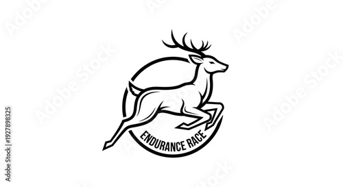 Stag Deer Running Endurance Race Logo Vector Illustration