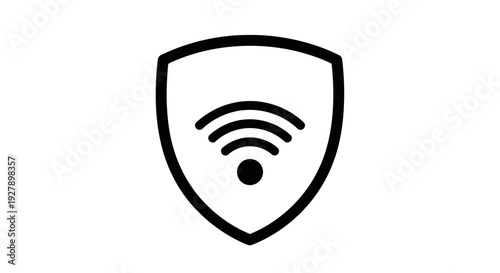 Wi-Fi Security Shield Icon: Wireless Network Protection and Data Privacy Concept