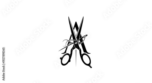 Tailoring Scissors and Needle Letter A Logo Design