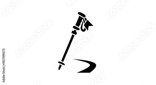 Trekking Pole Hiking Stick Silhouette Icon for Outdoor Adventure