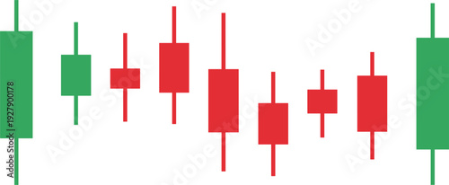 Candlestick Chart Pattern for Stock Market Trading and Financial Investment Analysis with Red and Green Forex Candle Bars Vector Illustration
