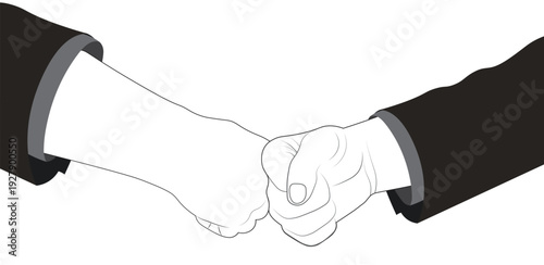 Professional business fist bump gesture between two suit-wearing partners symbolizing successful collaboration and corporate agreement.