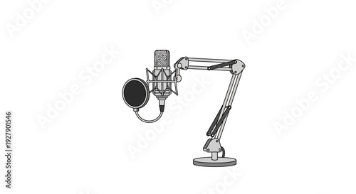 Professional studio microphone on adjustable metal arm.