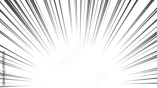 黒の下方の集中線のベクターの効果線