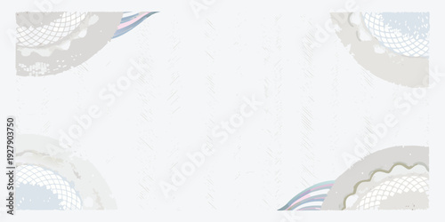 Abstract seashell patterns decorate a pale textured background