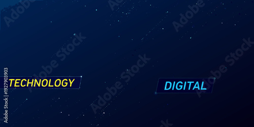 Dark blue background with the words technology and digital highlighted