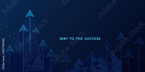 Abstract blue arrows pointing upwards symbolizing growth and success