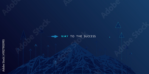 Abstract blue background depicting a path to success with geometric shapes