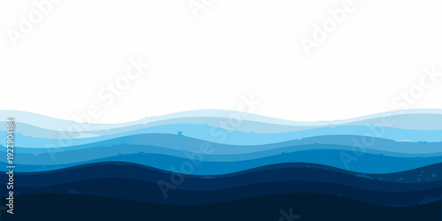 Abstract layered blue waves create a calming oceanic background image