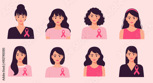 Breast Cancer Awareness: Diverse Women United with Pink Ribbons, Health & Support