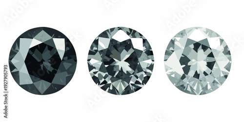 Three oval cut diamonds displaying varying degrees of clarity and color