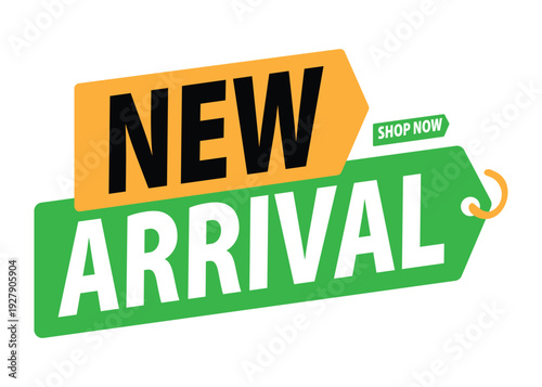 New Arrival Sale Label – Shop Now Ecommerce Promotional Tag Vector