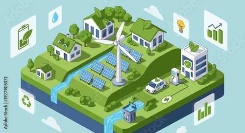 Eco-friendly city vector illustration