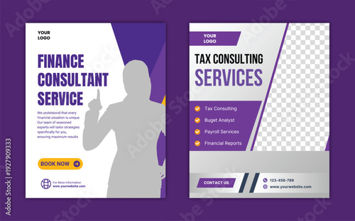 Financial Consulting Services Flyer Template for Corporate Business & Finance Advisor Promotion