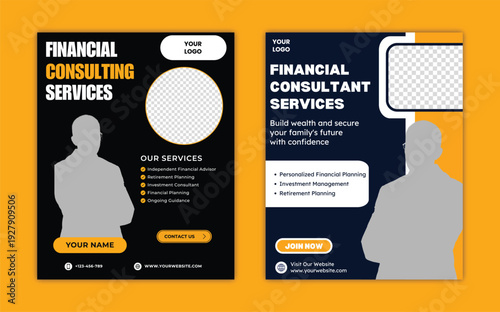 Financial Consulting Services Flyer Template for Corporate Business & Finance Advisor Promotion