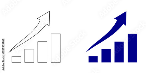 Blue and Outline Minimalist Business Icon : Financial Growth Graphs, Secure Bank Vaults, Digital Wallets, Market Analysis Research, and Enterprise Network Hub Symbols for UI UX Design Vector Illust