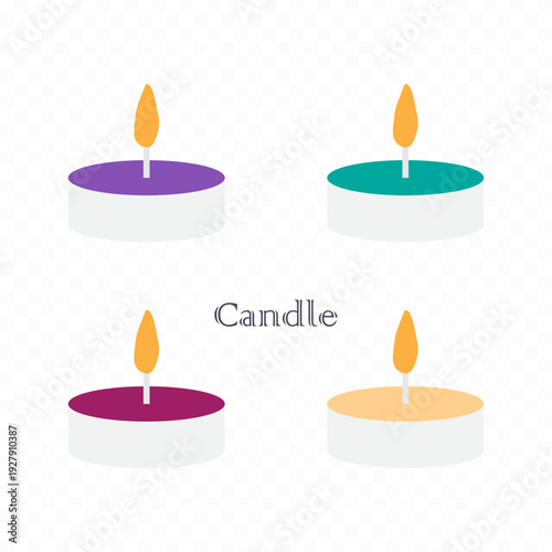 Tea lights, perfect for a party, romantic dinner, or birthday party. Lighting during a power outage. Vector illustration.