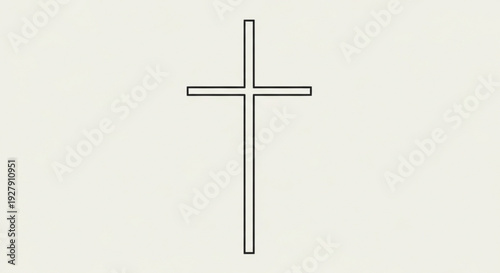 Simple line art cross symbol on neutral background for design and religious concepts
