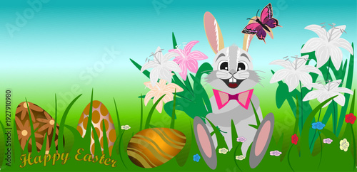 easter bunny with easter eggs