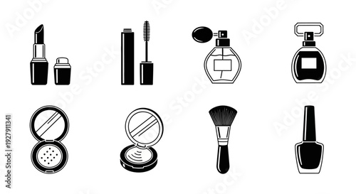 Collection of various makeup products.