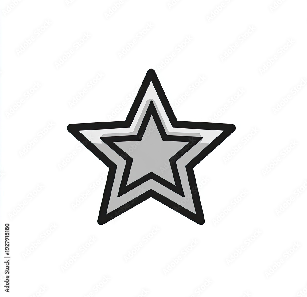 Fototapeta premium Graphic of a five-pointed star icon with two layers and a dark outline